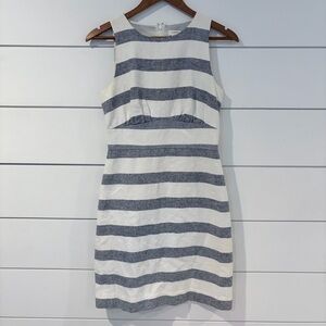 J.Crew Nautical Stripe Linen Blend Sheath Dress Coastal Preppy Size 2 Summer